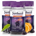 Sambucol Black Elderberry Gummies - Elderberry se zinkem a vitamínem C pro dospělé, Sambucus Elderberry Gummies, Imunitní podpora Gummies - 30 Počet, 3 Pack