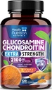 Glucosamine Chondroitin 2100mg - 3X Pevnost Společná podpora Dodatek s MSM, Glucosamine Sulfát, Turmeric, Boswellia, Quercetin pro Cartilage, Flexibility & Mobility, Lahvička v USA, 120 Kapsle