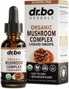 Organic Lions Mane Houba Complex - Houbový dodatek Liquid kapky tinktura pro soustředění, mlha, Brain Health doplňky - Vegan, Herbal Organic Lion 's Mane Houby, Reishi, Turecko Tail Extract 1oz