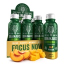 BrainJuice Brain Support Shot, Gluten zdarma Doplněk Panty pro energii & Focus, Zdravé nápoje s Alpha GPC, Vitamin B & Organic Green Tea Extract Caffeine, Peach Mango, 2.5 fl oz, 12 Pack