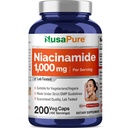 NusaPure Niacinamid 1000mg 200 Veggie Kapsle (Non- GMO, Vegan) Flush zdarma