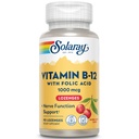 SOLARAY Vitamin B- 12 1000mcg Lozenges s kyselinou listovou 124; přírodní třešeň Flavor 124; Zdravá energie Podpora 124; 90CT