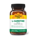 Country Life L- Carnitin 500mg - 60 Vegan Kapsle 124; Podporuje výrobu energie a tuků metabolismus 124; Zahrnuje vitamín B6 pro použití cloth124; gluten- Free, Certified Vegan Amino Acid Dodatek
