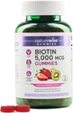NatureWise Biotin Gummies - Podporuje zdravé vlasy, kůži a silné nehty - Vitamin B7 5000mcg - Přírodní krása - Strawberry-Kiwi Flavor - Vegan, Non- GMO, Lepek zdarma - 90 Počet [45 denní dodávky]
