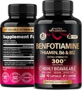 Benfotiamin 300 mg - Nerve Support, Energy & Metabolismus Support - Benfotiamin Supplement Fat- Soluble Vitamin B1 - Vysoce biologicky dostupný a absorbovatelný - s Thiamin, Vitamin B12 & B6 - 90 Kapsle