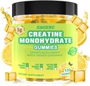 Kreatin- monohydrát Žvýkačky 5600mg pro muže a ženy, 120 CT Žvýkací gumy pro podporu svalů, Energy Boost, 5.6g kreatin- monohydrát na servírování - Cukr zdarma, Vegan (Lemon Flavor)