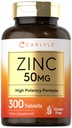 Carlyle Zinc 50mg PHARMAN124; 300 tablet PHARMAN124; Vegetarian, Non- GMO, a gluten Free Supplementary PHARMAN124; Gluconate Gluconate PHARMAN124; High potency Formule