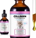 Tekutý kolagen pro kočky Kůže a kabát dodatek pro kočky kolagen pro kočky podpora Itch Relief, Společné zdraví Cat kolagen Drop s alergie, hovězí kolagen, vitamin C, Biotin, MSM 2 fl.oz