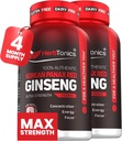 Herbtonics Korean Red Panax Ginseng 1500mg - Energetický dodatek pro špičkový výkon, Focus & Vitality - Vysoký potenciál Ginseng Root Extract - 240 Vegan Kapsle