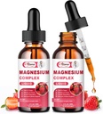 2 Pack Triple Magnesium Complex Liquid Drops Směs s magnesium Glycinát 500 mg, Malate a Taurát pro Max Biologicko-Dostupnost 124; Vysoká absorpce 124; Vegan, Non- GMO Glycinát 124; Nerv, Relaxace, Muscle & Sleep