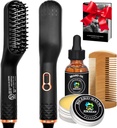 Beard Straightener w / Beard Oil & Balm & Průvodce E- Book, Upgraded 3 v 1 Vlasy Straightener Brush Beard Straightening Comb, Unikátní Stocking Stuffers dárky pro muže mu táta narozeniny vánoční dárky