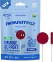 Imuniteez Organic Elderberry Lollipops for Kids - Imunitní podpora s vitaminem C, D, E, zinkem a organickým medem - Vitamíny bez glutenu - 10 sáček na počítání