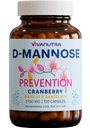 Cranberry D Mannose Kapsle - D Mannose s Cranberry, Hibiscus & Pampeliška, 2000 mg / den - Podporuje močení Tract Health & Comfort - 120 Veggie Kapsle