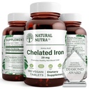 Natural Nutra Chelated Železo dodatek pro muže a ženy, hřebíky zdraví, podporuje optimální absorpce, pomáhá zvýšit hladinu železa, udržet tělo Fulid, pomáhá zlepšit růst vlasů, zdraví kůže, 180 Tablety