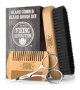 Viking Revolution Beard Comb & Beard Brush Set for Men -- Natural Boar Bristle Brush and Dual Action Pear Wood Comb w / Velvet Travel Pouch - Skvělé pro grooming Beards and Mustaches