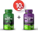 ORZAX Saw Palmetto 2000 mg 120 Vegetabilní Kapsle a Mléčné Thistle Plus s Tableta 120 Vegetabilní Kapsle, Bundle