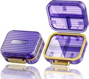 Acedada Small Pill Box, Travel Pill Organizer, Compact 7-Kompact Moistureproof Pill Pouzdro pro kabelku, Chic Daily Pill Container, Přenosná medicína & Vitamin Holder pro rybí olej & doplňky, Purple