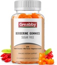 Berberine s Ceylon Skořice Dodatek - Berberine Gummies, Organic Berberine HCL 1200 mg pro dospělé, Imunitní systém Podpora, Cukr zdarma, GMO zdarma, Lepidlo zdarma, 60 Gumy