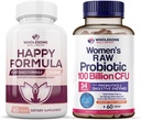 Zdravé Wellness Happy Formule Přírodní Formule Relief Dodatek + Dr. Vydávaný Raw Probiotika pro ženy 100 miliard CFU Bundle