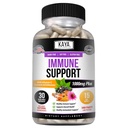 Kaya Naturals Elderberry Imunitate Support PHAR124; Vitamíny se zinkem a vitaminem C pro dospělé, Probiotika & Turmeric 1000mg Imunitary System Booster Sambucus Kapsle - 30 Počet