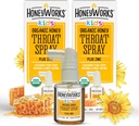 HoneyWorks Kids Krční sprej pro Sore Throat Relief, 1 Oz (Pack of 2) Soothing Non- GMO USDA Organic Dark Honey + Zinek, Fast- acting Relief, 12 měsíců +