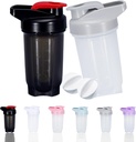 Třpytivý proteinový pohár a 10- Ounce / 300ML třepací láhev s Whisk Balls, Sada proteinových třepaček, Non- BPA plastu (Black + Grey (2PCS))