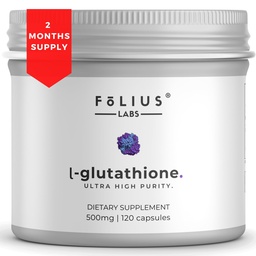Ultra vysoká síla L- Glutathione 98% dodatek pro zářivou pleť - Kolagenové doplňky pro ženy a muže - 500mg Koncentrovaný vzorec, snížený Glutathione dodatek - 120 Kapsle