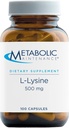 Metabolická údržba L- lysin - 500mg Aminokyseliny dodatek, Vegan + No Fillers - Imunitní, Kostní + Connective Tissue Support (100 Kapsle)