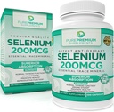 PurePremium Selen 200mcg dodatek - L Selenomethionin Essential Mineral - Denní podpora pro normální štítné žlázy, imunitní systém 124; Normální funkce prostaty - 3 měsíce Dodávka - 100 Kapsle