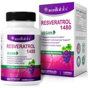100% přírodní resveratrol - 1480mg Per Serving, 90 Veggie Kapsle, 99% čistý trans- resveratrol, Antioxidant pro zdravé stárnutí, Brain & Heart Support