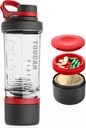 21oz Protein Shaker Lahvička s práškem Storage Container- Shaker Cups pro protein Shakes- pre cvičení láhev-Mixer Cup- Gym Sport láhev vody - Vyrobeno s Tritan BPA zdarma, s Wire Whisk Balls, červená