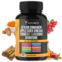 Ceylon Skořice Kapsle 3000mg Turmeric 3000mg Jablko Cider Ocet 3000 mg Ginseng 2000mg Aloe Vera 2000mg Berberine Supplement 1200mg + Banaba CLAS124; Bitter Melon PLAS124; Gymnema PLAS124; Ginger Root - 60 Count