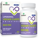 Lipozomální Ubiquinol CoQ10 800 MG Softgel, vysoce absorpční CoQ10 Ubiquinol dodatek, aktivní koenzym Q10 800mg, silný antioxidant pro srdeční a mozkové funkce, výroba energie, 60 Vegan Softgels