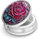 Pill Box-3 Kompartment Small Pill Pouzdro pro Purse & Pocket Mini Metal Pill Holder Cestovní Pill Kontejner pro držení doplňků Vitamíny BPA-Free (Rose)
