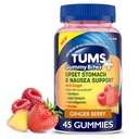 TUMS Plus Upset Žaludeční & Nausea Podpora, Dietní dodatek, Ginger Berry - 45 Počet