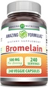 Amazing Applicas Bromelain 500mg 2400 GDU, Veggie Kapsle 124; Non-GMO CLAS124; Gluten Free CLAS124; Made in USA CLAS124; Ideální pro vegetariány (240 Počet)