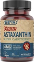 DEVA Nutriční vitaminy Astaxanthin 4mg, Vegan, Vyrobeno z Hematococcus Pluvialis Mikrořasy, 30 Kapsle, 2- balení