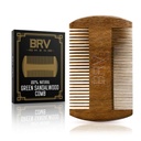 BRV MEN Beard & Mustache Comb, 100% přírodní zelené sandalwood, Pocket Beard Comb with Carry Case, Dřevěné Beard Comb pro muže pro všechny typy a styly vlasů & Beard