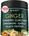 5in1 Zázvor a kurkuma doplňky s Ceylon Skořice, Česnek - Digestion, imunitní, Brain & Heart Health Support - 100 Vegan Kapsle