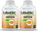 Kurkumin dodatek - 2250mg / d - Veggie Caps - 95% kurkuminoidy s černým pepřovým extraktem (Bioperin) - 750mg Kapsle - 100% organické - nejsilnější turmerické (balení po 2)