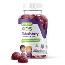 Viteey Sambucus Elderberry Gummies pro děti Imunitní podpora doplňky s vitaminem D3 & Vitamin C 3-1 imunitní Booster - Vegetarian, želatina zdarma, gluten zdarma, GMO zdarma - Chutné žvýkací Berry ochucené