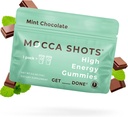 SGC Nejvyšší koncentrace 100mg kofein na Gummy, 2 gumové lupínky na balení, 12- Pack Mocca Shots Mint Chocolate Plant- based nootropic Instant Energy with Ginkgo biloba, Theobromine.
