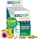 EZC Pak On The Go Imunitate System Booster with Echinacea, Vitamin C, Zink, Imunitní Supplement, Imunity Vitamíny pro dospělé, Cestování-Friendly Balení, Vegetariánské, Gluten- Free - Balení 6