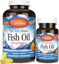 Carlson - Nejjemnější rybí olej, 700 mg Omega-3s, Norský doplněk rybího oleje, Wild Catched Omega33 Fish Omega33 Fish Oil, Udržitelně sourced Fish Oil Kapsle, Omega33 Dodatek, Orange, 120 + 30 Softgels