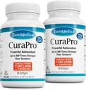 EuroMedica CuraPro - Antioxidační doplněk pro podporu zdraví mozku a imunity - Dietní dodatek s kurkuminovým a kurkuminovým esenciálním olejem - Bylinná podpora jater - 60 Softgels, 2 Pack (120 Softgels)