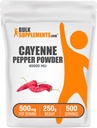 BulkSupplements.com Cayenne Pepper 40000 HU Powder - Capsaicin doplňky, Cayenne Pepper Powder - Vegan & gluten Free, 500mg per Serving, 250g (8.8 oz) (Balení po 1)