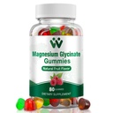 Glycinátové gumy hořčíku 400 Mg, bezcukerné hořčíkové gumy pro děti a dospělé s L- Threonátem, vápníkem a vitaminy B6 + D3, 80 Count Magnesium Glycinát Gummy smíšené ovocné příchutě