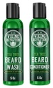 Viking Revolution Tea Tree Beard Wash and Conditioner Set for Men - Natural Beard Softtener with Argan Oil, Vitamin E and Ginseng (5 Oz)