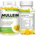 Mullein Gummies for Clear Lungs, 10 in 1 Mullein Leaf Extract for Lungs, Mullein Quercetin Gummies for Lung Cleanse, Respirační, imunitní, Ananas Flavor, 120 Počet