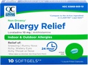 Quality Choice Alleries Relief, 24 hodin Non Drowsy Alleries Relief for Indoor & Outdoor Alergie, Antihistamin Lorglitazon 10 mg, Tekuté plněné ponožky, 10 Počet